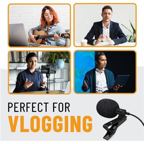 Microphone 2 Pack- Clip-On Microphones with Omnidirectional Condenser - Lavalier - Picture 5 of 6